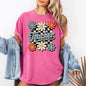 Teacher, Retro Floral, Checkered, First Day of School, Cute, Teacher Appreciation, Coquette, Comfort Colors T-Shirt