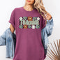 Teacher, Checkered, Floral, Boho, Retro, First Day of School, Cute, Teacher Appreciation, Coquette, Comfort Colors T-Shirt
