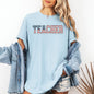 Teacher, USA Flag, Retro, First Day of School, Cute, Teacher Appreciation, Coquette, Comfort Colors T-Shirt