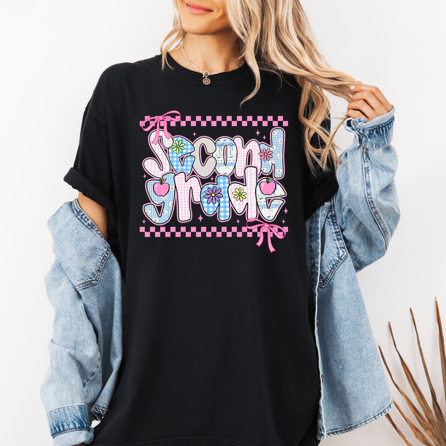 Second Grade Teacher, Retro, Checkered, Back to School, First Day of School, Cute, Teacher Appreciation, Coquette, Comfort Colors T-Shirt