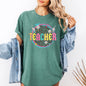 Teacher, Leopard, Daisy, Back to School, First Day of School, Cute, Teacher Appreciation, Coquette, Comfort Colors T-Shirt