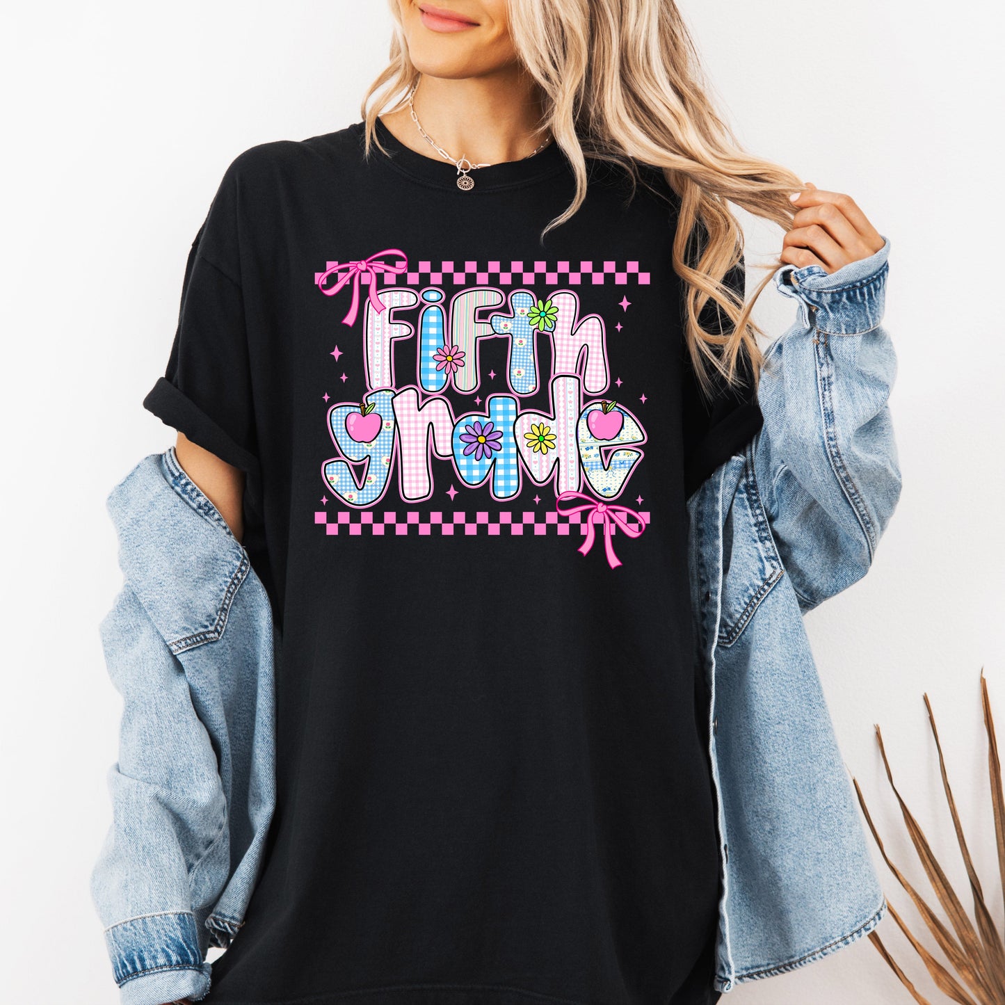 Fifth Grade Teacher, Retro, Checkered, Back to School, First Day of School, Cute, Teacher Appreciation, Coquette, Comfort Colors T-Shirt