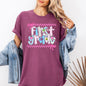 First Grade Teacher, Retro, Checkered, Back to School, First Day of School, Cute, Teacher Appreciation, Coquette, Comfort Colors T-Shirt