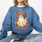 Cute Ghost, Bow, Coquette, Lace, Pumpkin, Halloween, Retro, Vintage, Spooky, Costume, Fall, Graphic Sweatshirt