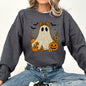 Cute Ghost, Bow, Coquette, Bats, Lace, Halloween, Retro, Vintage, Spooky, Costume, Fall, Graphic Sweatshirt