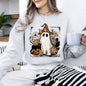 Vintage Ghost, Witch, Bow, Coquette, Pumpkin, Halloween, Floral, Retro, Spooky, Costume, Fall, Graphic Sweatshirt