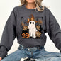 Vintage Ghost, Witch, Bow, Coquette, Pumpkin, Halloween, Floral, Retro, Spooky, Costume, Fall, Graphic Sweatshirt