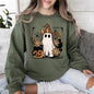 Vintage Ghost, Witch, Bow, Coquette, Pumpkin, Halloween, Floral, Retro, Spooky, Costume, Fall, Graphic Sweatshirt