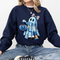 Cute Blue Ghost, Patchwork, Trick or Treat, Witch, Bow, Coquette, Pumpkin, Halloween, Floral, Retro, Spooky, Costume, Fall, Graphic Sweatshirt
