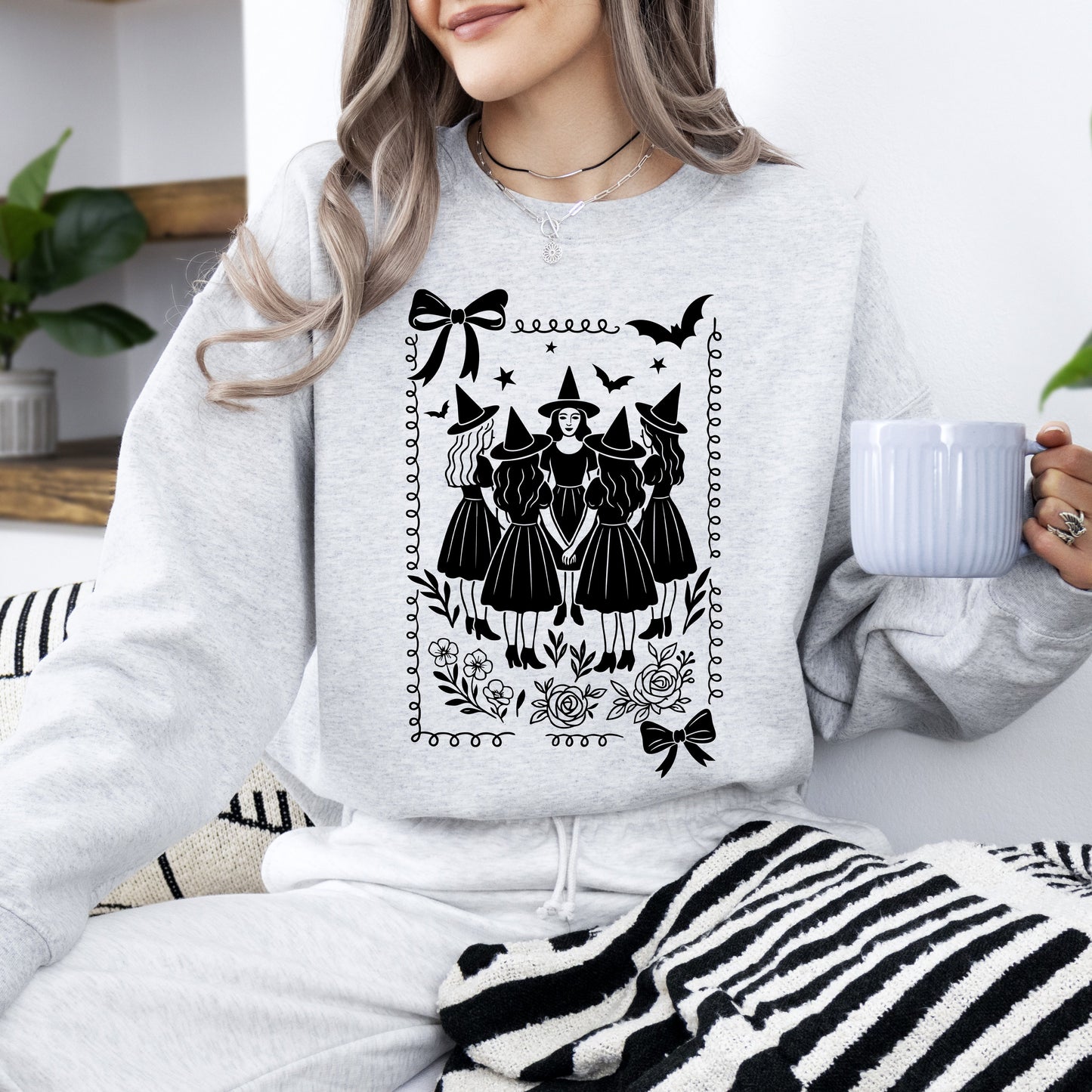 Halloween Witches, Vintage, Ghost, Pumpkin, Retro, Spooky, Costume, Fall, Graphic Sweatshirt
