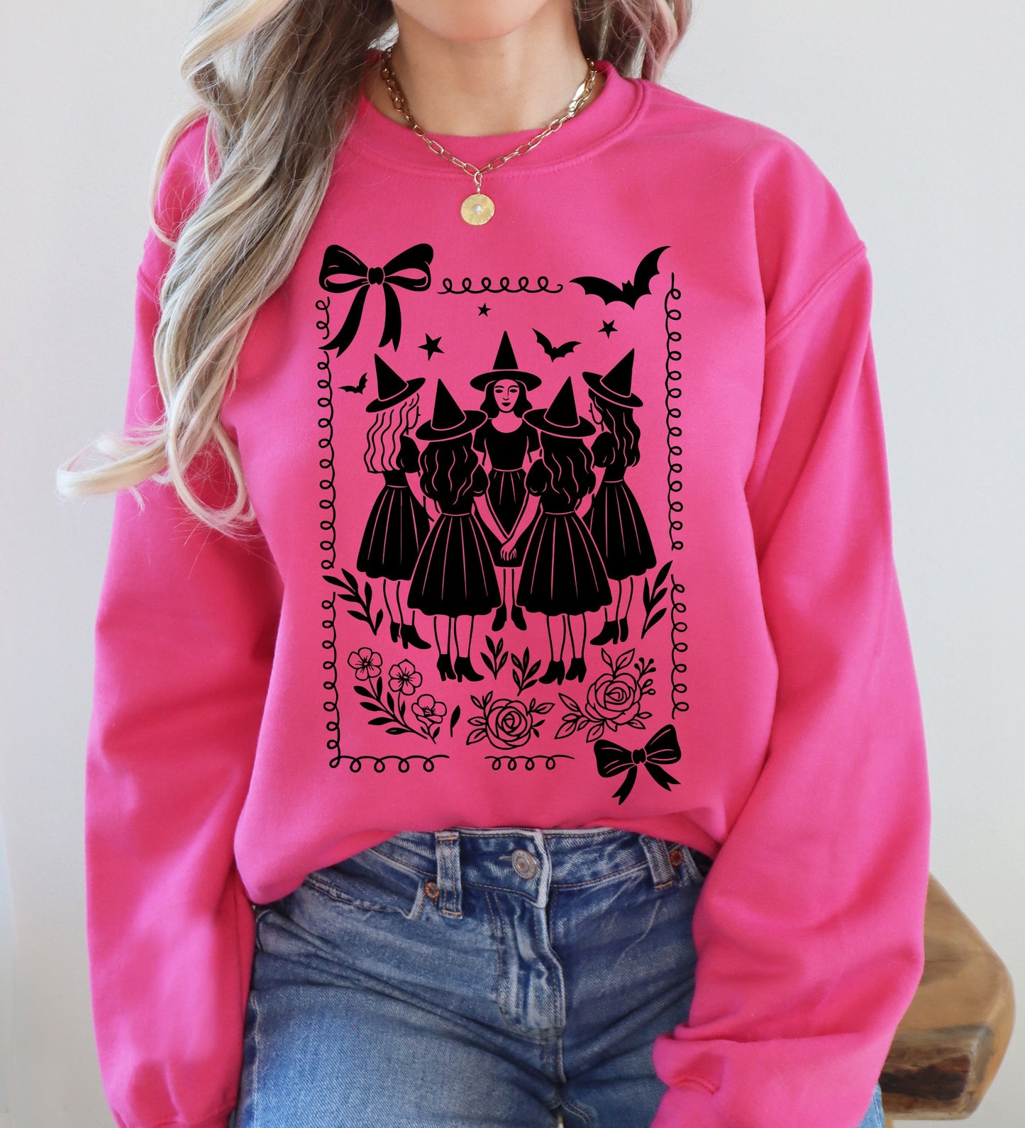 Halloween Witches, Vintage, Ghost, Pumpkin, Retro, Spooky, Costume, Fall, Graphic Sweatshirt