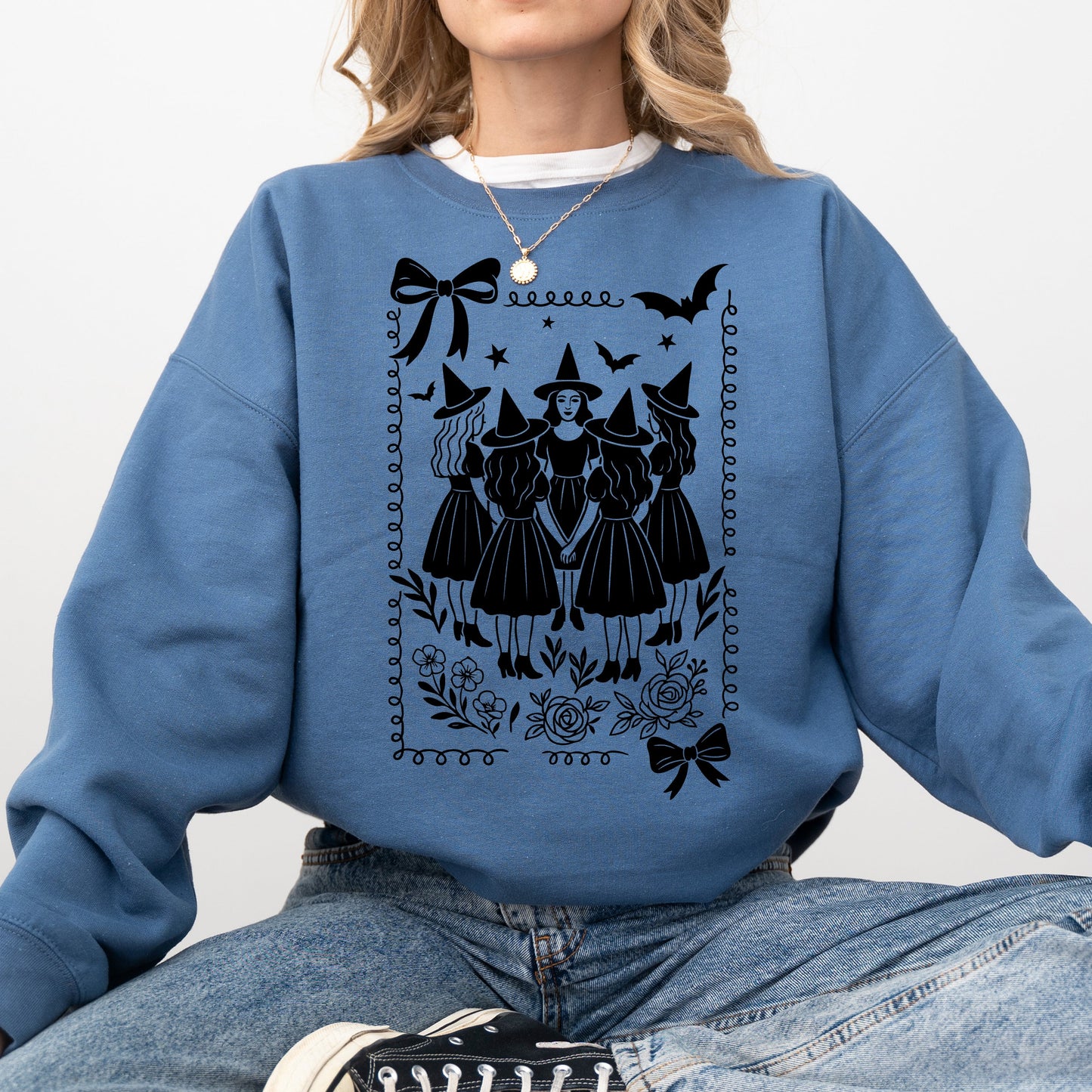 Halloween Witches, Vintage, Ghost, Pumpkin, Retro, Spooky, Costume, Fall, Graphic Sweatshirt