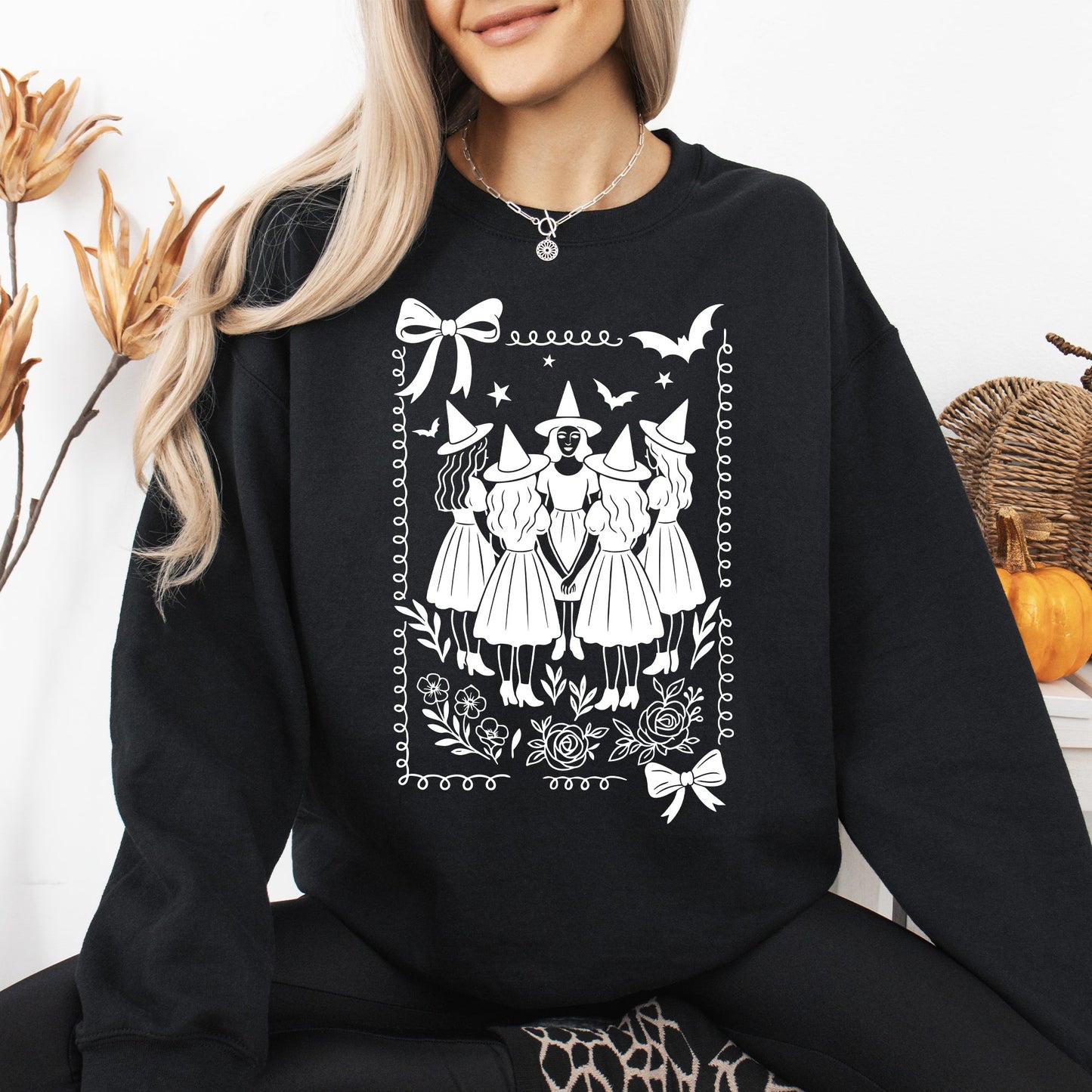 Halloween Witches, Vintage, Ghost, Pumpkin, Retro, Spooky, Costume, Fall, Graphic Sweatshirt