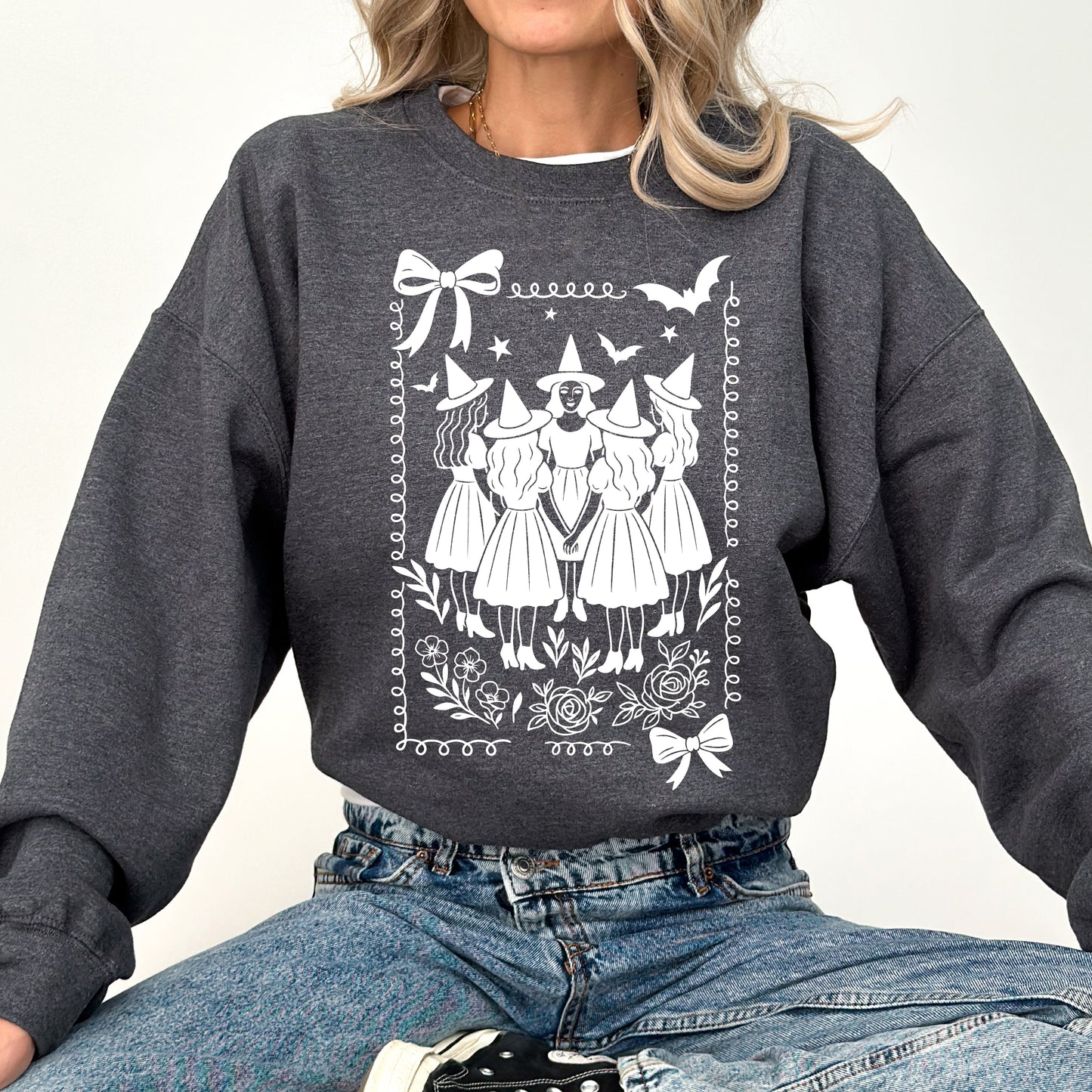 Halloween Witches, Vintage, Ghost, Pumpkin, Retro, Spooky, Costume, Fall, Graphic Sweatshirt