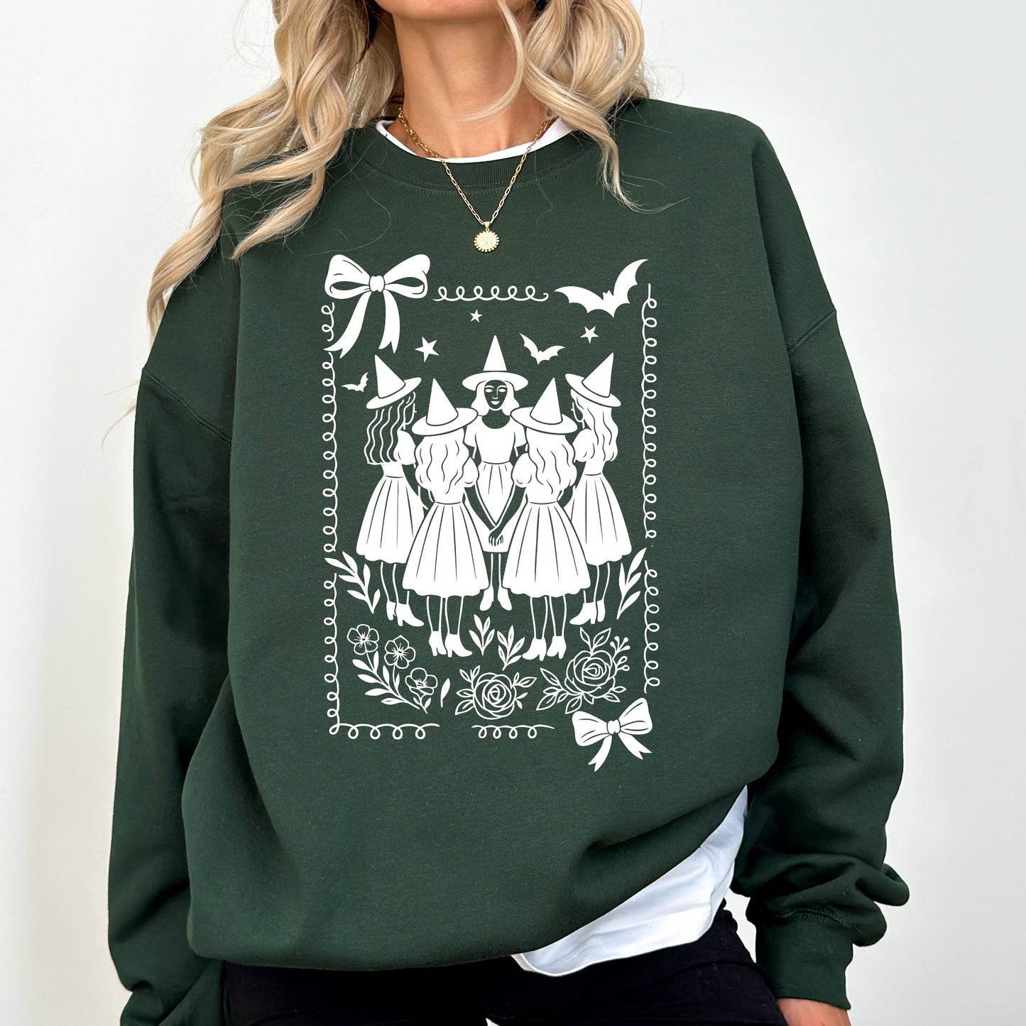 Halloween Witches, Vintage, Ghost, Pumpkin, Retro, Spooky, Costume, Fall, Graphic Sweatshirt