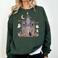Haunted Book Store, Ghost, Halloween, Vintage, Pumpkin, Retro, Spooky, Costume, Fall, Graphic Sweatshirt