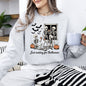 Just Waiting for Halloween, Skeleton, Funny, Ghost, Halloween, Vintage, Pumpkin, Retro, Spooky, Costume, Fall, Graphic Sweatshirt