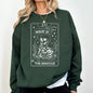 What If, The Anxious, Skeleton, Funny, Tarot Card, Ghost, Halloween, Western, Vintage, Pumpkin, Retro, Spooky, Costume, Fall, Graphic Sweatshirt