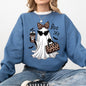 Fancy Boujee Ghost, Halloween, Bow, Coquette, Western, Vintage, Pumpkin, Retro, Spooky, Costume, Fall, Graphic Sweatshirt