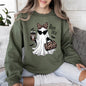 Fancy Boujee Ghost, Halloween, Bow, Coquette, Western, Vintage, Pumpkin, Retro, Spooky, Costume, Fall, Graphic Sweatshirt