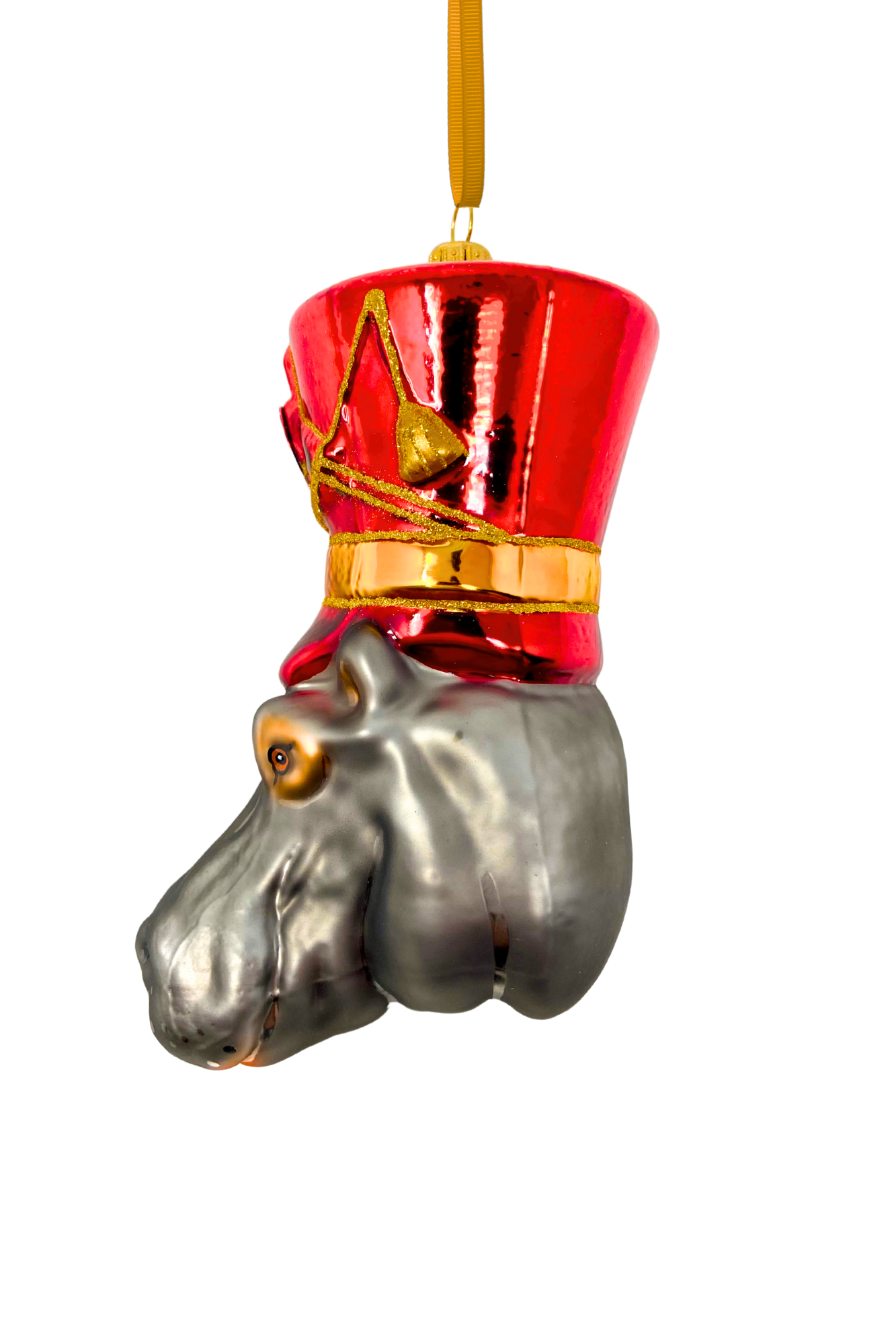 KRG Hippo Head Polish Glass Ornament