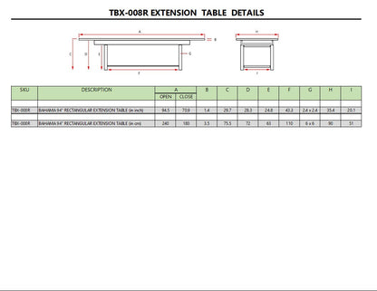 Bahama 94" Rectangular Extension Table