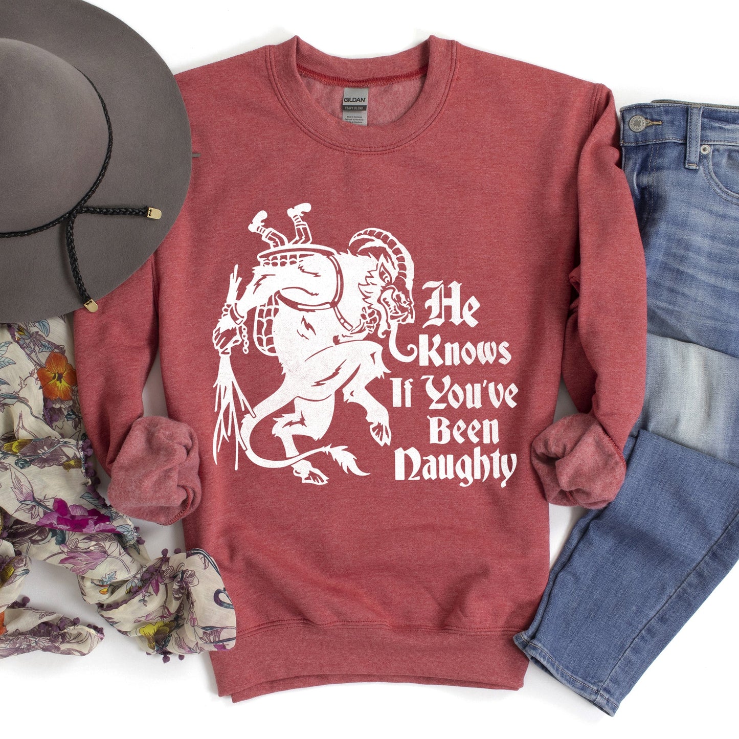 Krampus, Naughty, Santa Christmas Sweatshirt