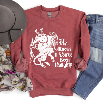 Krampus, Naughty, Santa Christmas Sweatshirt