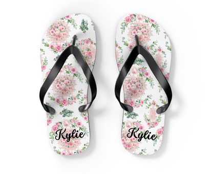 Customizable: Floral Aesthetic Flip Flops, Trendy Beachwear, Vacation Vibes, Dorm Shoes, Shower Shoes