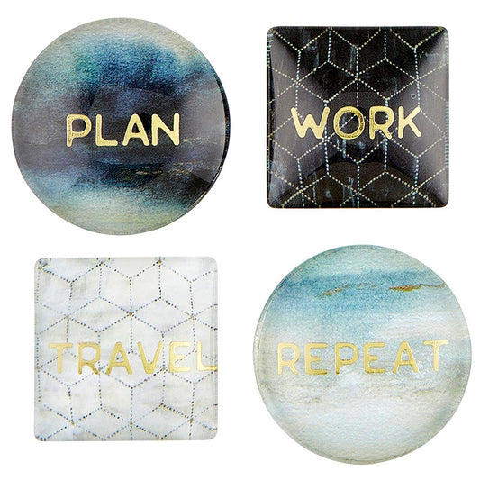 Gift Boxed Magnet Set | Travel Themed Glass Magnet Set of 4