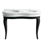 Isabella Collection Large Console with integrated oval bowls, Overflow and Black Wooden Leg Support
