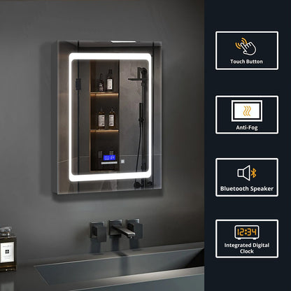 Bracciano 20 in. W x 28 in. H Surface-Mount LED Mirror Medicine Cabinet with Defogger