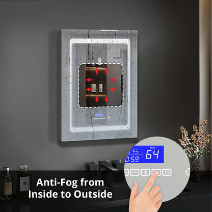 Bracciano 20 in. W x 32 in. H Surface-Mount LED Mirror Medicine Cabinet with Defogger