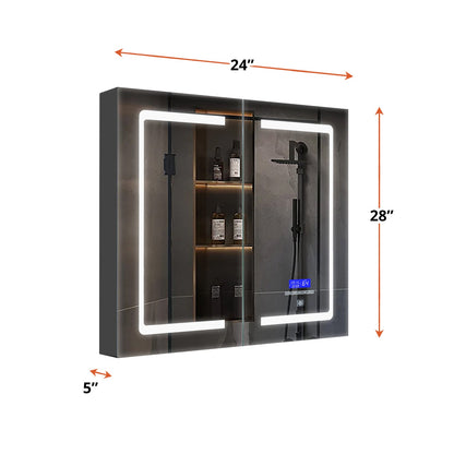 Bracciano 24 in. W x 28 in. H Surface-Mount LED Mirror Medicine Cabinet with Defogger