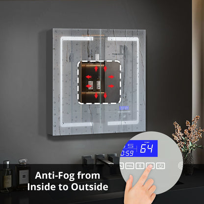 Bracciano 24 in. W x 28 in. H Surface-Mount LED Mirror Medicine Cabinet with Defogger
