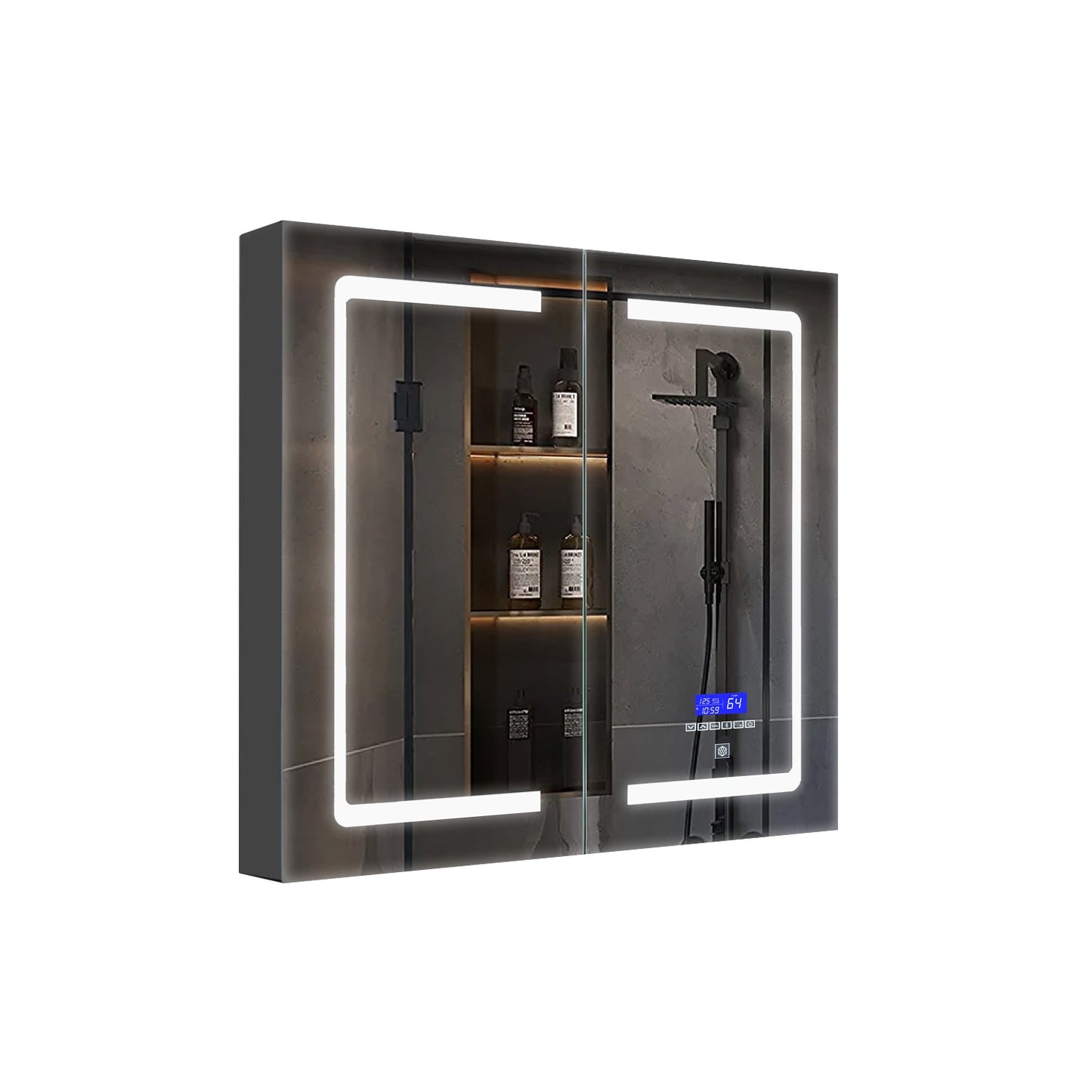 Bracciano 24 in. W x 28 in. H Surface-Mount LED Mirror Medicine Cabinet with Defogger