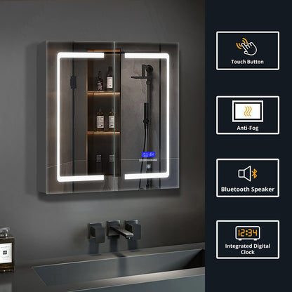 Bracciano 24 in. W x 30 in. H Surface-Mount LED Mirror Medicine Cabinet with Defogger