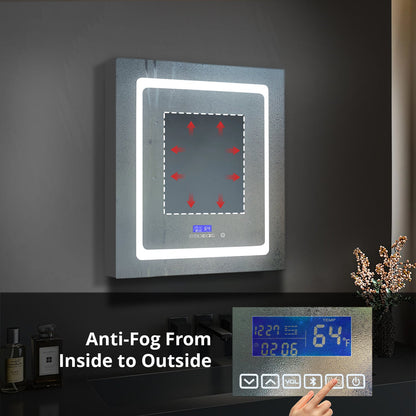 Bracciano 24 in. W x 32 in. H Surface-Mount LED Mirror Medicine Cabinet with Defogger