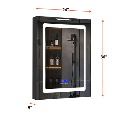 Bracciano 24 in. W x 36 in. H Surface-Mount LED Mirror Medicine Cabinet with Defogger