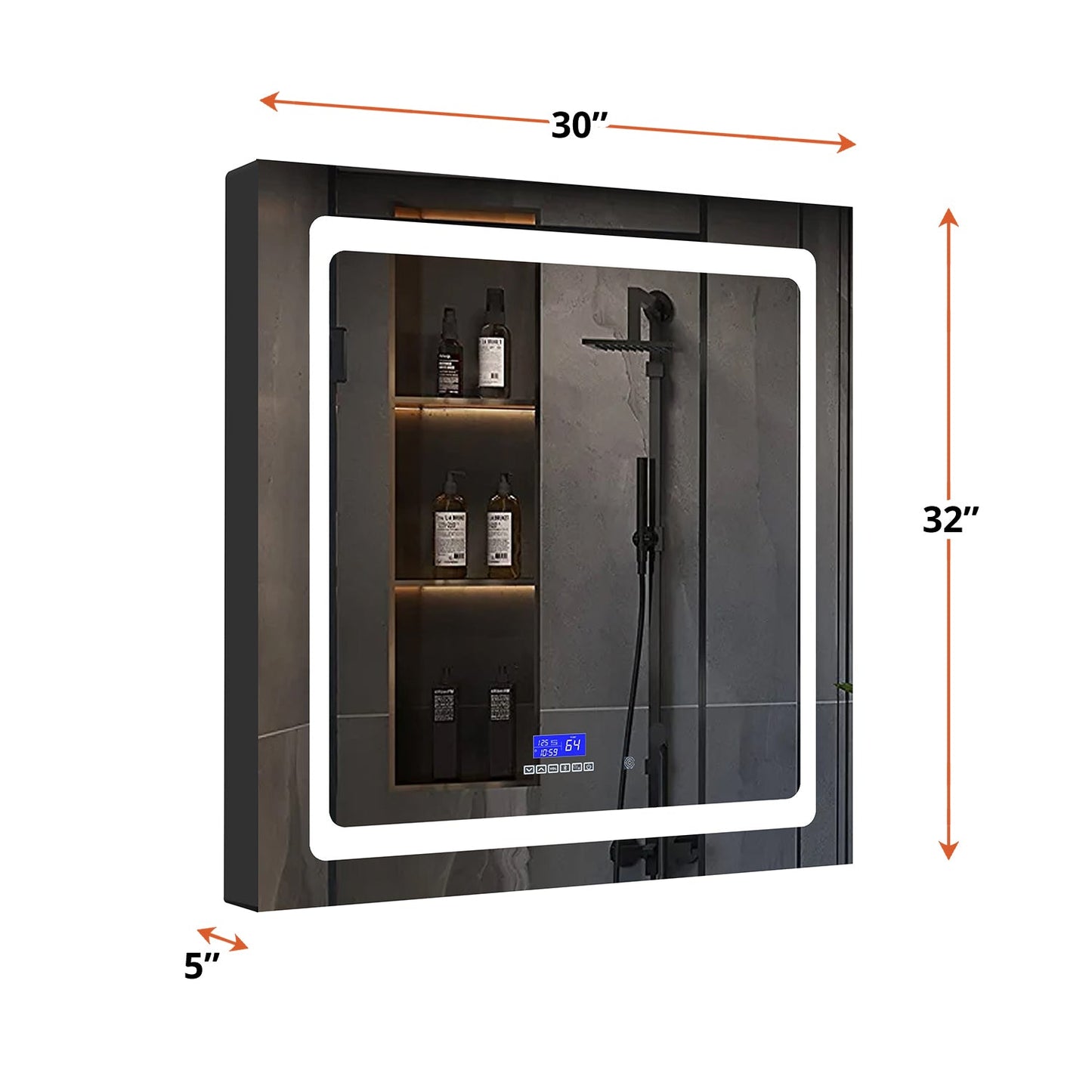 Bracciano 30 in. W x 32 in. H Surface-Mount LED Mirror Medicine Cabinet with Defogger