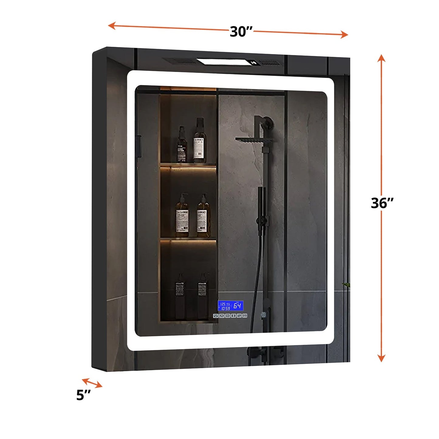 Bracciano 30 in. W x 36 in. H Surface-Mount LED Mirror Medicine Cabinet with Defogger