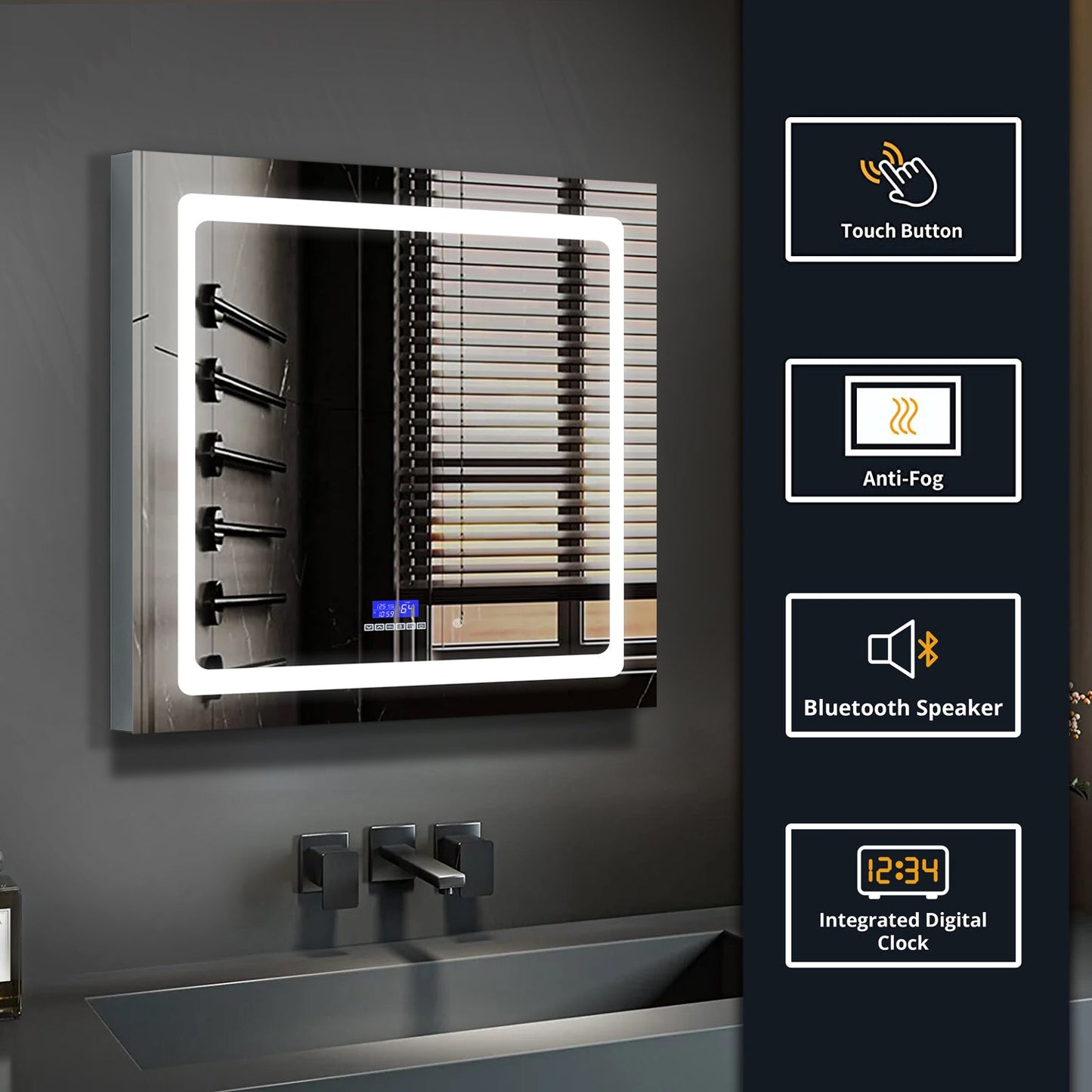 Bracciano 30 in. W x 36 in. H Surface-Mount LED Mirror Medicine Cabinet with Defogger