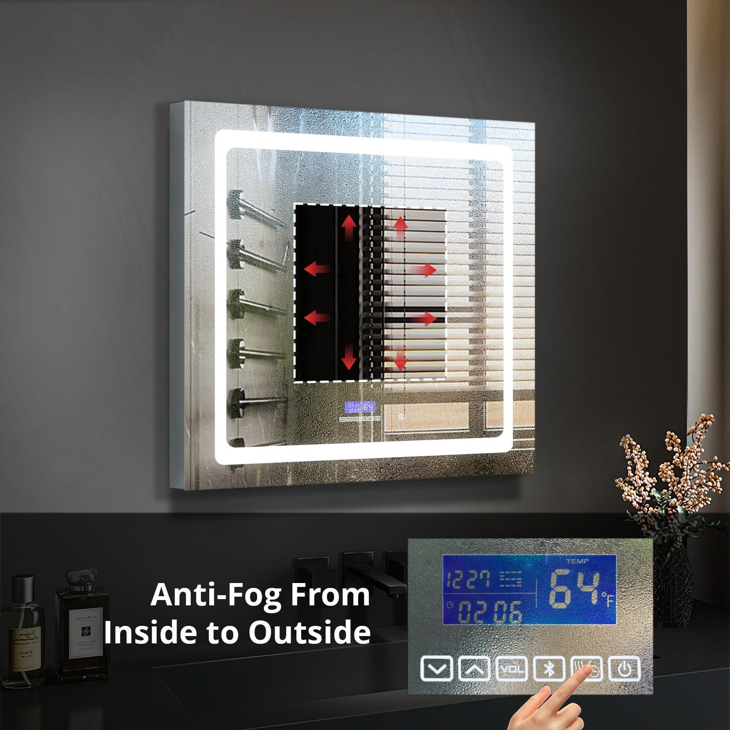 Bracciano 30 in. W x 36 in. H Surface-Mount LED Mirror Medicine Cabinet with Defogger