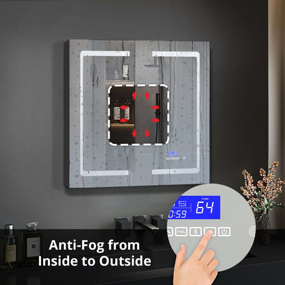 Bracciano 36 in. W x 28 in. H Surface-Mount LED Mirror Medicine Cabinet with Defogger