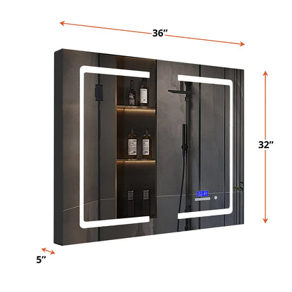 Bracciano 36 in. W x 32 in. H Surface-Mount LED Mirror Medicine Cabinet with Defogger
