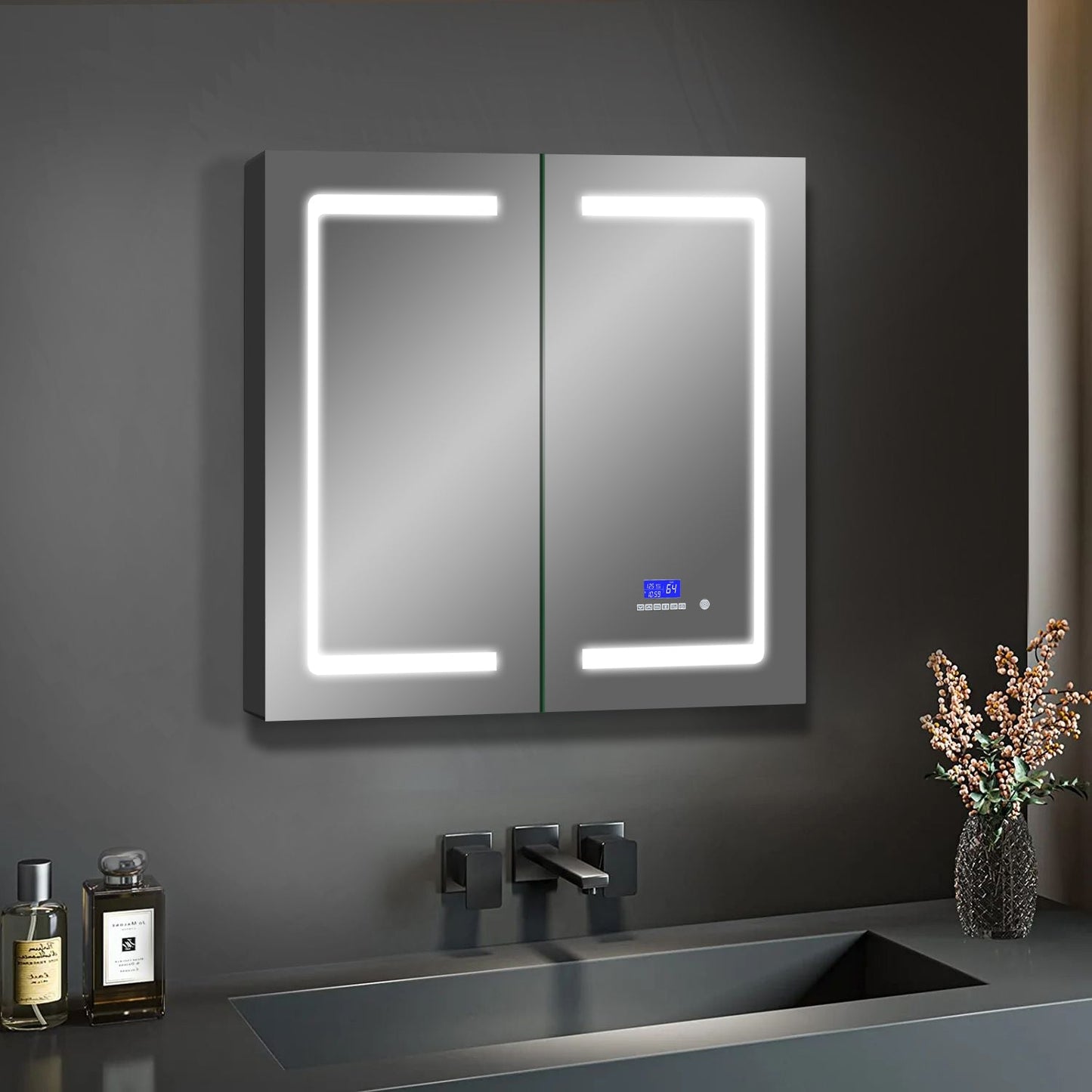 Bracciano 36 in. W x 32 in. H Surface-Mount LED Mirror Medicine Cabinet with Defogger