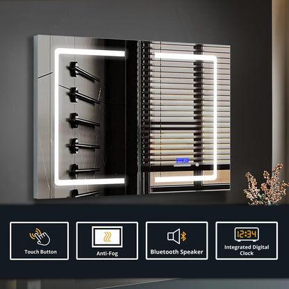 Bracciano 36 in. W x 32 in. H Surface-Mount LED Mirror Medicine Cabinet with Defogger