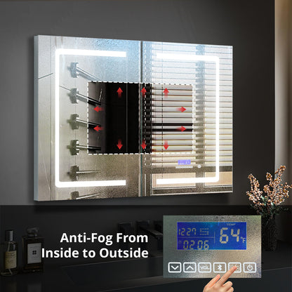 Bracciano 36 in. W x 32 in. H Surface-Mount LED Mirror Medicine Cabinet with Defogger