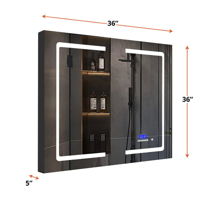 Bracciano 36 in. W x 36 in. H Surface-Mount LED Mirror Medicine Cabinet with Defogger