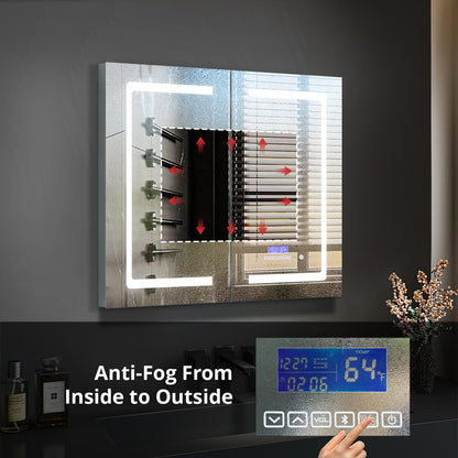 Bracciano 36 in. W x 36 in. H Surface-Mount LED Mirror Medicine Cabinet with Defogger